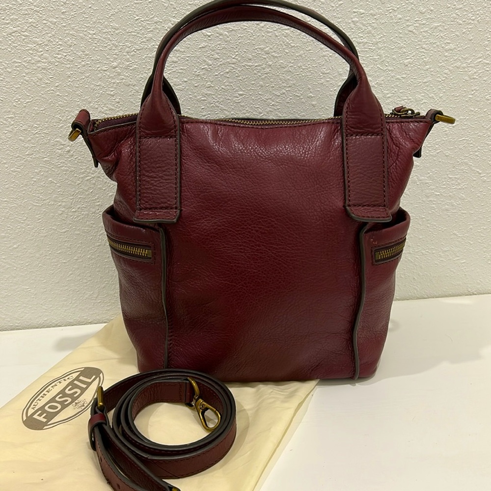 Fossil Emerson Leather Satchel, Double Handle Crossbody Bag - Picture 7 of 17